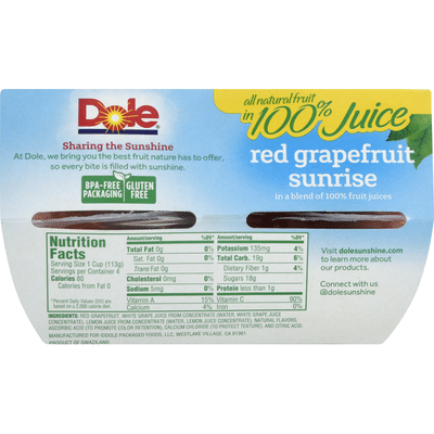 Dole Red Grapefruit Sunrise, in a Blend of 100% Fruit Juices, Fruit Bowls
