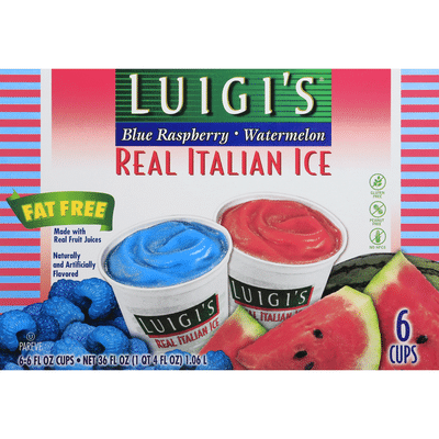 Luigi's Italian Ice, Real, Blue Raspberry/Watermelon