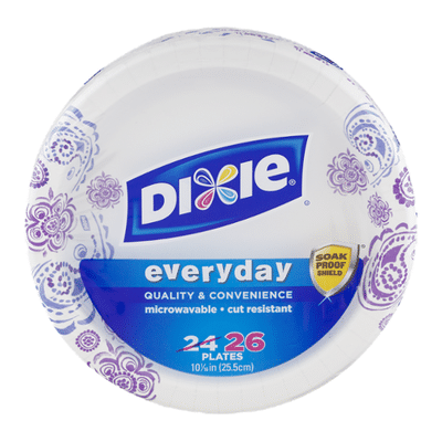 Dixie Everyday Printed Paper Plates, 10 1/16 IN Plates, 26CT