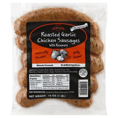 Dibrova Chicken Sausages, Roasted Garlic