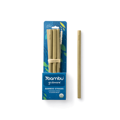 bambu Original Green Bamboo Straws. Set of 6