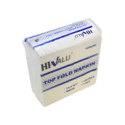 Hi-Valu Case of 13.4" x 7" 1/6 Fold 1 Ply White Topfold Napkins