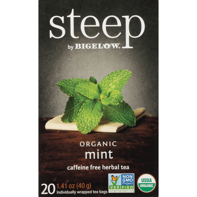 Steep By Bigelow Organic Mint Caffeine Free Herbal Tea Bags