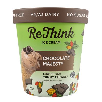 ReThink Ice Cream Chocolate Majesty, Lactose-Free A2/A2 dairy, Low Sugar