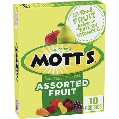 Mott’s Assorted Fruit Flavored Snacks, Gluten Free, 10 Count