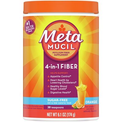 Metamucil Multi-Health Psyllium Fiber Supplement Sugar-Free Powder, Orange