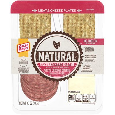 Oscar Mayer Meat & Cheese Snack Plate with Uncured Hard Salami, White Cheddar Cheese & Whole Wheat Crackers