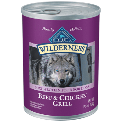 Blue Buffalo Wilderness High Protein, Natural Adult Wet Dog Food, Beef & Chicken Grill