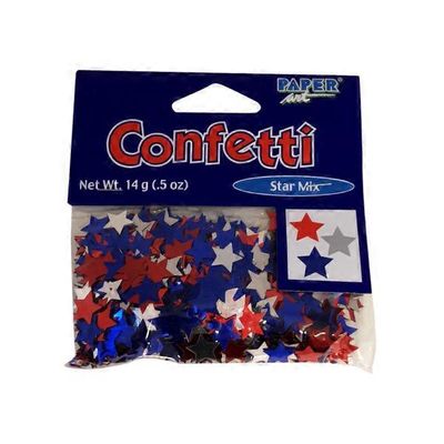 Creative Expression Red Blue & Silver Metallic Star Confetti