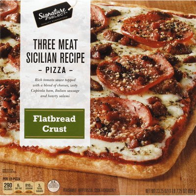 Signature Select Pizza, Flatbread Crust, Three Meat Sicilian Recipe