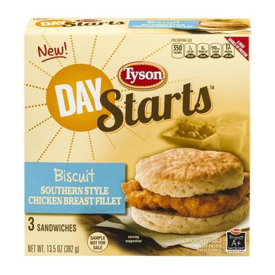 Tyson Day Starts Biscuit Southern Style Chicken Breast Fillet Sandwiches - 3 CT