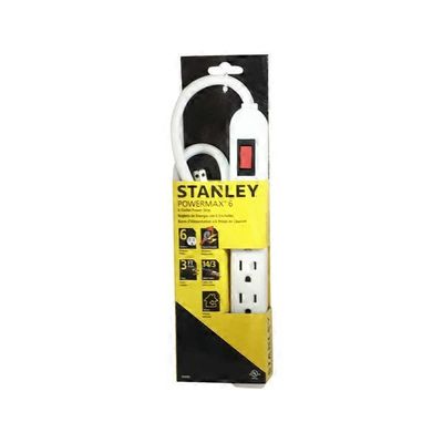Stanley PowerMax 3 Feet 6 Outlet White Power Strip