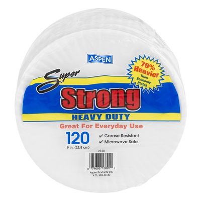 Aspen Clean Super Strong Heavy Duty 9 in.Plates - 120 CT