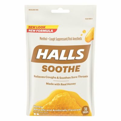 Halls Soothe Honey Menthol Cough Suppressant/Oral Anesthetic Drops