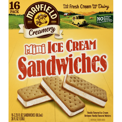 Mayfield Ice Cream Sandwiches Vanilla Mini 16 Pack 16 Each Instacart