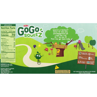 GoGo Squeez Apple Sauce, Apple Apple, 12 Pack