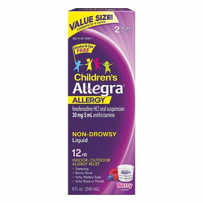 Allegra Allergy, Children's, Non-Drowsy, 12 Hr, Berry Flavor, Liquid, Value Size