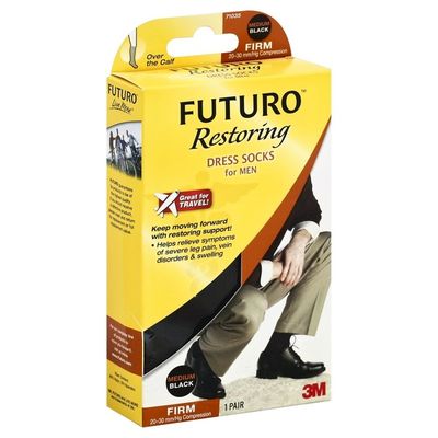 FUTURO Dress Socks, for Men, Firm, Medium, Black