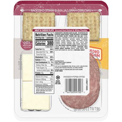 Oscar Mayer Meat & Cheese Snack Plate with Uncured Hard Salami, White Cheddar Cheese & Whole Wheat Crackers