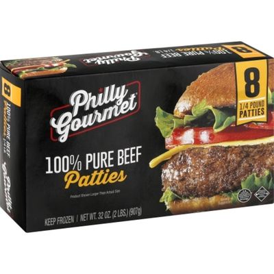 Philly-Gourmet Patties, 100% Pure Beef, 1/4 Pound
