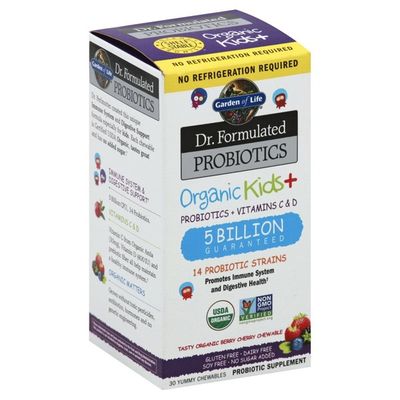 Garden of Life Probiotics + Vitamins C & D, Chewables, Organic Berry Cherry
