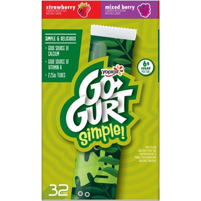 Go-Gurt Strawberry & Mixed Berry Yogurt Variety Pack, 32 Count