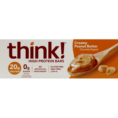 Think Thin High Protein Bars, Creamy Peanut Butter, Chocolate Dipped