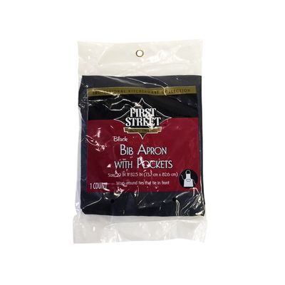 First Street Black Bib Apron With Pockets
