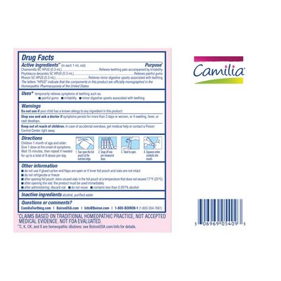 Boiron Camilia, Homeopathic Medicine for Teething Relief