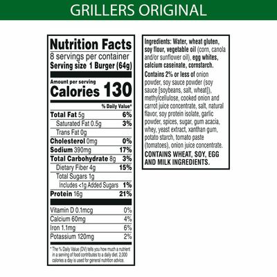 Morning Star Farms Veggie Burgers, Plant Based Protein, Frozen Meal, Grillers Original