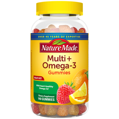 Nature Made Multivitamin + Omega 3 Gummies - Strawberry, Lemon & Orange