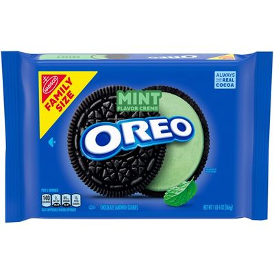 Oreo Chocolate Sandwich Cookies, Mint Flavored Creme, 1 Resealable Family Size Pack