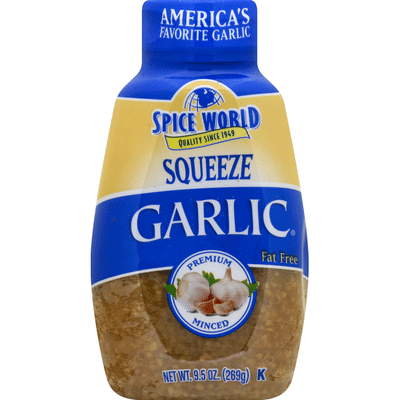 Spice World Garlic, Premium, Minced, Squeeze