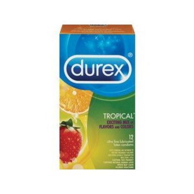 Durex® Condom Tropical Natural Latex Condoms, An exciting mix of flavors and colors