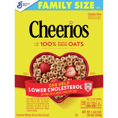 Cheerios Cereal, Whole Grain Oat, Toasted, Family Size