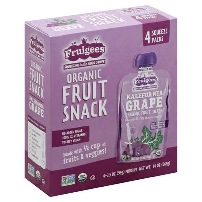 Fruigees Fruit Snack, Organic, Kalefornia Grape, Squeeze Packs