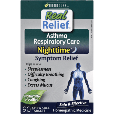Real Relief Asthma Respiratory Care, Nighttime, Chewable Tablets