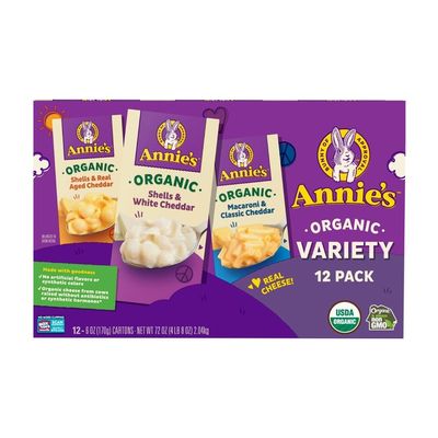 Annie's Shells & Macaroni, Organic, Shells & Real Aged Cheddar/Shells & White Cheddar/Macaroni & Classic Cheddar, Variety Pack, 12 Pack