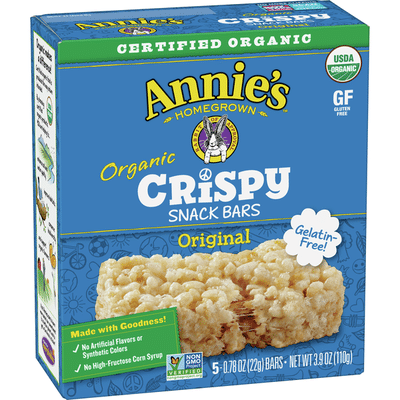 Annie's Homegrown Organic Original Crispy Snack Bars, Gluten Free