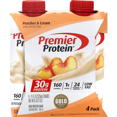 Premier Protein Protein Shake, Peaches & Cream, 4 Pack (11 fl oz ...