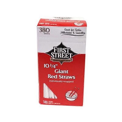 First Street Giant Wrapped Red Straws 10 1/4"