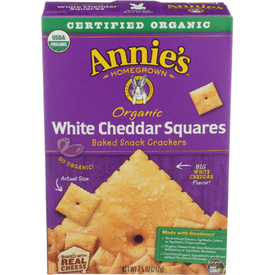Annie's Organic White Cheddar Squares Baked Snack Crackers
