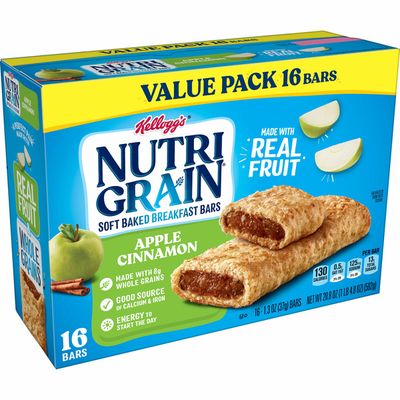 Kellogg's Nutri-Grain Soft Baked Breakfast Bars, Made with Real Fruit and Whole Grains, Kids Snacks, Apple Cinnamon