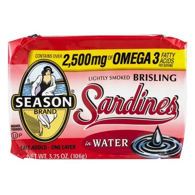 Season Brand Sardines Lightly Smoked Brisling In Water