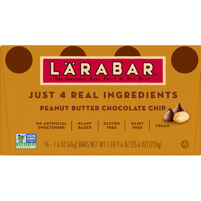 Larabar Gluten Free Bar, Peanut Butter Chocolate Chip, Vegan, 16 Bars
