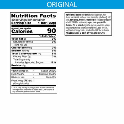 Kellogg's Rice Krispies Treats Marshmallow Snack Bars, Kids Snacks, School Lunch, Original