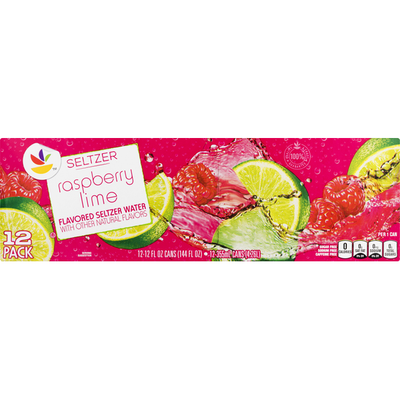 SB Seltzer Water, Raspberry Lime, 12 Pack