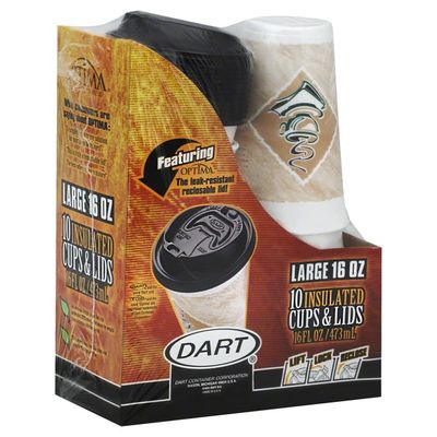 Dart Cups & Lids, Insulated, Large 16 oz