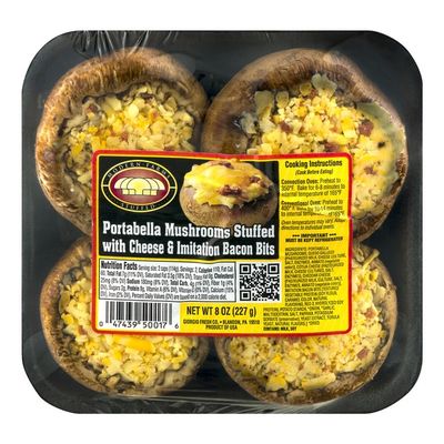 Modern Farms Portabella Mushrooms Stuffed With Cheese & Imitation Bacon Bits - 4 CT