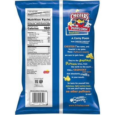 Chester'S Puffcorn Butter Puffed Corn Snacks